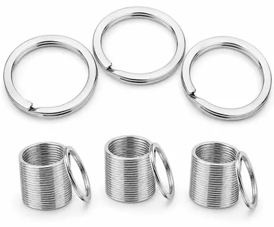 Produktbild von Set mit 100 silberfarbenen Schlüsselanhängern, Durchmesser 28 mm