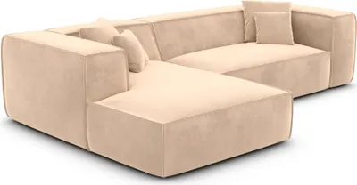Produktbild von Samtstoff L-Form Sofa Arelia Beige Links