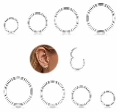 Productafbeelding van Stainless Steel 316L Hinged Clicker Rings - Uni Nose Creoles & Septum Rings