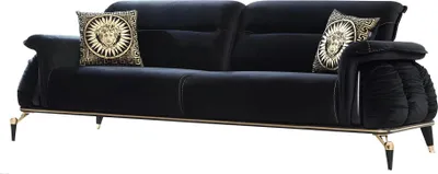 Produktbild von Sofa 3 Sitzer schwarz Chesterfield Designer Möbel Wohnzimmer Sofas Luxus