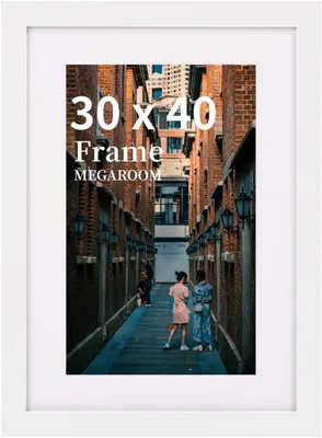 Obrázek produktu pro Dřevěný fotorámeček 30x40 cm, nástěnný rám na fotografie, bílý, s nárazuvzdorným plexisklem, vhodný pro vertikální i horizontální formáty