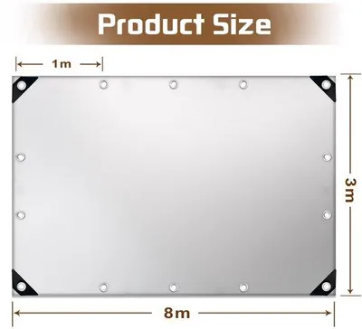 Obrázek produktu pro Plachta, stříbrná, s oky, UV stabilizovaná, ochranná plachta, plachta pro loď, plachta pro stan, stavební plachta