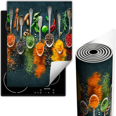 Produktbild von Herdabdeckplatten Glaskeramikkochfeld-Abdeckung 40x52 cm Anti Rutsch Matte Aufrollbar, Gewürze Löffel