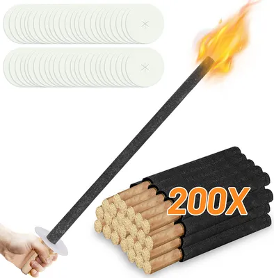 Produktbild von Fiqops Fackeln aus natürlichem Wachs - 200 Stück - Brennzeit ca. 90-100 min - Wachsfackel mit Handteller, für weihnachten ackelumzug, Fackelfeuer, Gartenfest, Lagerfeuer, Sommersonnenwende