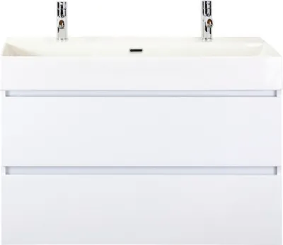 Produktbild von Doppelwaschbecken mit Unterschrank Sanox MAXX XL BxHxT 101x73x45.5 cm Frontfarbe weiss 81735501