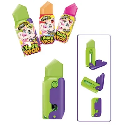 Produktbild von Knife Pop, Fidget Toy Lollipop 3x10g 1xErdbeere, 1xApfel, 1xOrange