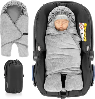 Produktbild von Babydecke, mit Fußsack und Kapuze, grau, für Kinderwagen