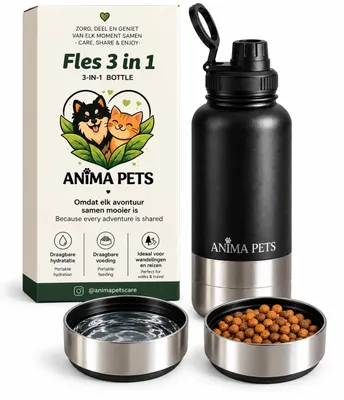 3-in-1 Hundeflasche, Edelstahl 304, 1 l, isoliert