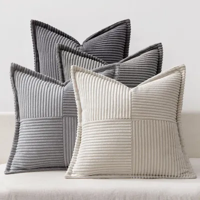 Produktbild von Set mit 4 Cord-Kissenbezügen, 40 x 40 cm, grau