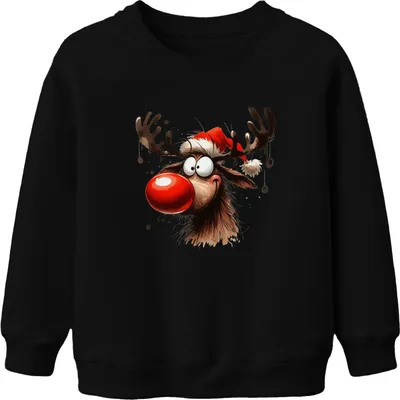 Obrázek produktu pro Funny Deer Reindeer Rudolf Moose - Christmas Xmas Uni dětský svetr, černý, 116 ks