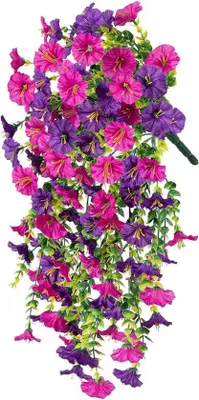 Produktbild von Hängeende Kunstblumen, 2 Stück, Kunstblumen für Balkon, Binnen, Außen, Dekoration, Hochzeit, Kunstblumen für Außenraum, 2 Stück, Kunstblumen, Hängeende, Kunstblumen für Balkon und Binnenraum