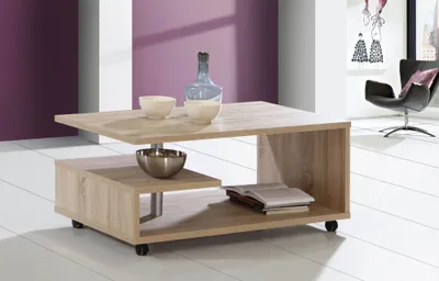 Produktbild von BL1T01-D30 BAILEY Eiche Sägerau Nb. auf Rollen Couchtisch Beistelltisch Wohnzimmertisch ca. 105 x 45 x 60 cm