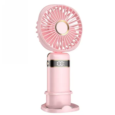 Produktbild von 3-in-1 Handventilator, Tragbarer Mini Ventilator mit 3000mAh, Wiederaufladbar, Kleiner Taschenventilator Faltbarer USB-Ventilator für Büro Rosa