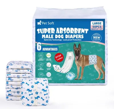 Hundewindeln für Rüden, Polykatoen, L, 50 Stück