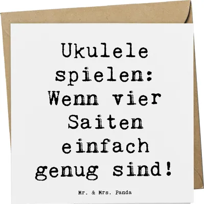 Produktbild von Mr. & Mrs. Panda Grußkarte Spruch Ukulele Freude - Weiß - Geschenk, anlasskarte, Hawaii, Handarbeit, Lieder, Lernen, faltkarte, Instrument, Musik, Saiten, spielen