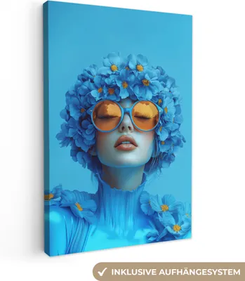 Obrázek produktu pro Obrazy na plátně 60x90 cm - Ženy, abstraktní - modrá, nástěnné umění, dekorace do obývacího pokoje, obraz