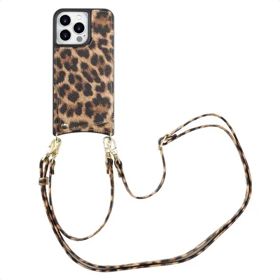 Image de Selencia Nova Phone Case avec cordon et porte-cartes pour l'Apple iPhone 14 Pro - Leopard