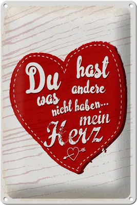 Produktbild von Blechschild Spruch Du hast mein Herz Liebe 20x30cm
