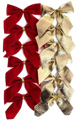 Imagen del producto de Adornos decorativos en forma de rosetón, color rojo y dorado, 12 unidades - Dalprint dpCraft
