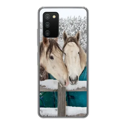 Produktbild von MuchoWow® Handyhülle Schutzhülle Hülle für Samsung Galaxy A03s Pferde - Decke - Schnee Silikon Softcase Handy Hülle - Schutz