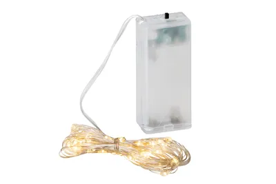 Produktbild von Noor Living LED Drahtlichterkette Batterie silber Innen 3,9m 40 LED warmweiß 6/18h Timer
