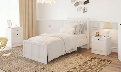 Obrázok produktu pre Skye Decor, model Rb-168-04-003, rám postele s jedným lôžkom, matná biela farba, drevotrieska, 90 x 190 cm