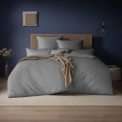 Produktbild von Estella Mako-Satin Uni Bettwäsche Valetta 135x200 cm + 80x80 cm platin