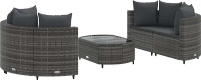 Produktbild von vidaXL 5-tlg. Garten-Sofagarnitur mit Kissen Grau Poly Rattan
