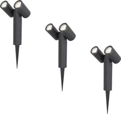 Produktbild von hoftronic LED Gartenstrahler 8W 690lm 6500K IP65 Schwarz 3er Set