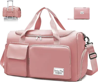 Produktbild von Famanu Sporttas Große Wasserdichte Gym Bag mit Schuhfach und Feuchtigkeitsfach - Rosa