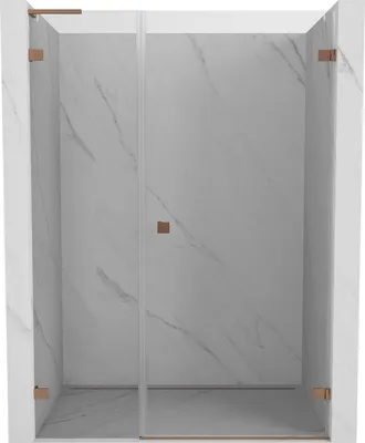 Image de Mexen Lunar-B L porte de douche battante droite 125 cm, transparent, cuivre brossé - 832SL-125-050-65-00-P