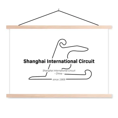 Produktbild von MuchoWow® Textilposter China - Formel 1 - Rennstrecke 120x80 cm mit holzfarbenen Rahmen - Aufhängeset