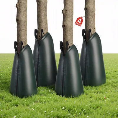 Immagine prodotto di Sacco per l'irrigazione degli alberi - Confezione da 4 sacchi per l'irrigazione degli alberi - Capacità 75,7 L - Materiale PE - Con chiusura a zip - 3-4 ore di irrigazione a goccia - Riutilizzabile