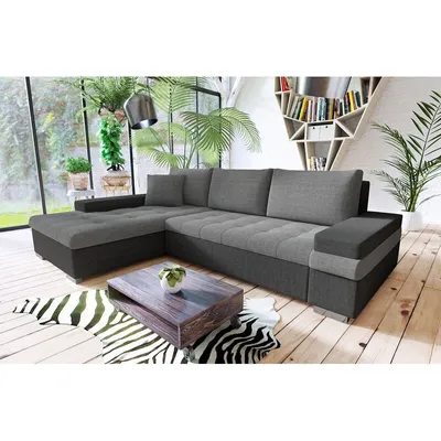 Zdjęcie produktu dla MIRJAN24 Narożnik Bangkok Mini, nowoczesny narożnik do salonu, funkcja spania i pojemnik na pościel, pokój gościnny, sofa w kształcie litery L, część dzienna (Lux 06 + Lux 05)