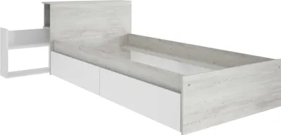 Produktbild von Einzelbett Kazim 90x200 mit Stauraum - weiß