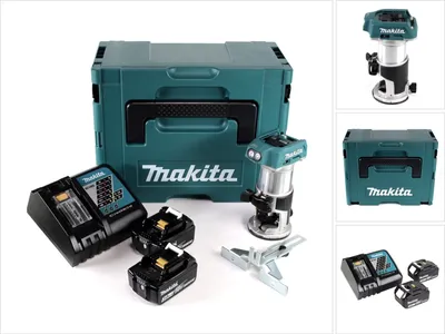 Image de Makita DRT 50 RFJ fraiseuse multifonctions sans fil brushless 18V + 2x batteries 3,0 Ah + chargeur rapide en Makpac 3