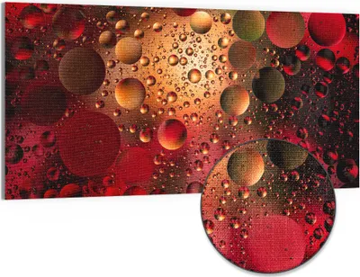 Produktbild von DEQORI Hybrid Leinwand Bild 100x50 cm 'Feurige Tropfen' Wandbild Glas flach modern