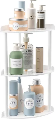 Immagine prodotto di Organizzatore da scrivania a 3 livelli, 18x18x40 cm, in acrilico, bianco, per cosmetici