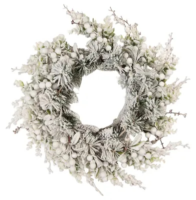 Produktbild von Clayre & Eef Weihnachtskranz Ø 50 cm Grün Weiß Kunststoff