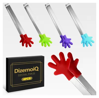 Produktbild von 4 Stück Mini Servierzangen aus Edelstahl für Süßigkeiten, Eiswürfel, Vorspeisen und Gebäck