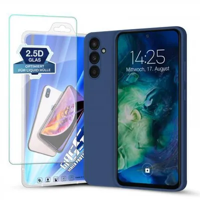 Produktbild von Liquid Silikon Hülle für Samsung Galaxy A54 5G - Farbe: Blau - Modellkompatibilität: Für Samsung Galaxy A54 5G - Displayglas: Mit 9H Displayglas