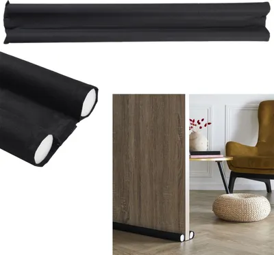 Obrázek produktu pro Dvojitá zábrana proti průvanu ve dveřích - 90 x 14 x 4 cm - Energeticky úsporné těsnění dveří - Ochrana proti chladu, prachu a hluku - Matná černá barva