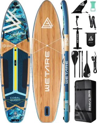 Produktbild von Aufblasbares Paddle Board, 116"x35"x6", Maximales Gewicht 450 lbs, Geeignet für alle Fähigkeitsstufen, KORALLENKÖNIGIN BLAU