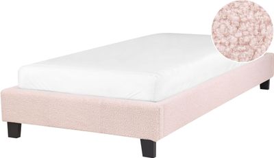 BELIANI Postel s buklé čalouněním 90 x 200 cm růžová v minimalistickém stylu moderní do ložnice dětského pokoje
