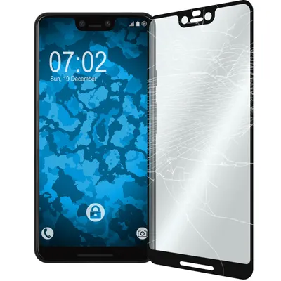 Produktbild von 2er-Pack PhoneNatic Glas-Folie klar full-screen schwarz kompatibel mit Google Pixel 3 XL - Panzerglas für Pixel 3 XL
