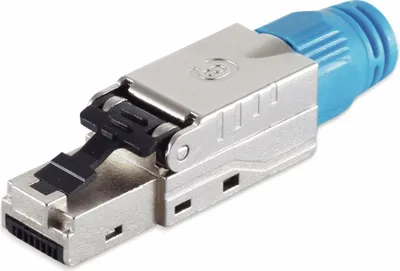 Produktbild von CAT 8.1 RJ45 Stecker, STP geschirmt, zur werkzeugfreien Montage mit Knickschutz