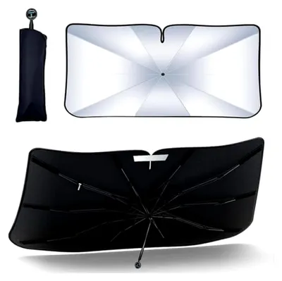 Produktbild von Faltbarer Sonnenschutz für die Windschutzscheibe des Autos mit Aufbewahrungstasche, UV-Schutz und Wärmeisolierung für die meisten Fahrzeuge (145 cm x 82 cm)