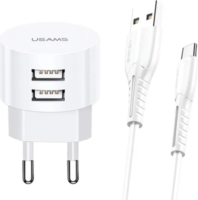 Zdjęcie produktu dla Usams Charger t20 2XUSB 2,1A USB-C Kable Round