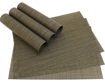 Immagine prodotto di Tovaglietta ELEGANCE Tovagliette antracite nero / oro di alta qualità a trama larga set di 6 tovagliette in plastica 45x30 cm