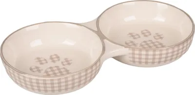 Immagine prodotto di Ciotola Flamingo per gatti Mylo in Vetroceramica, doppia, beige/bianca